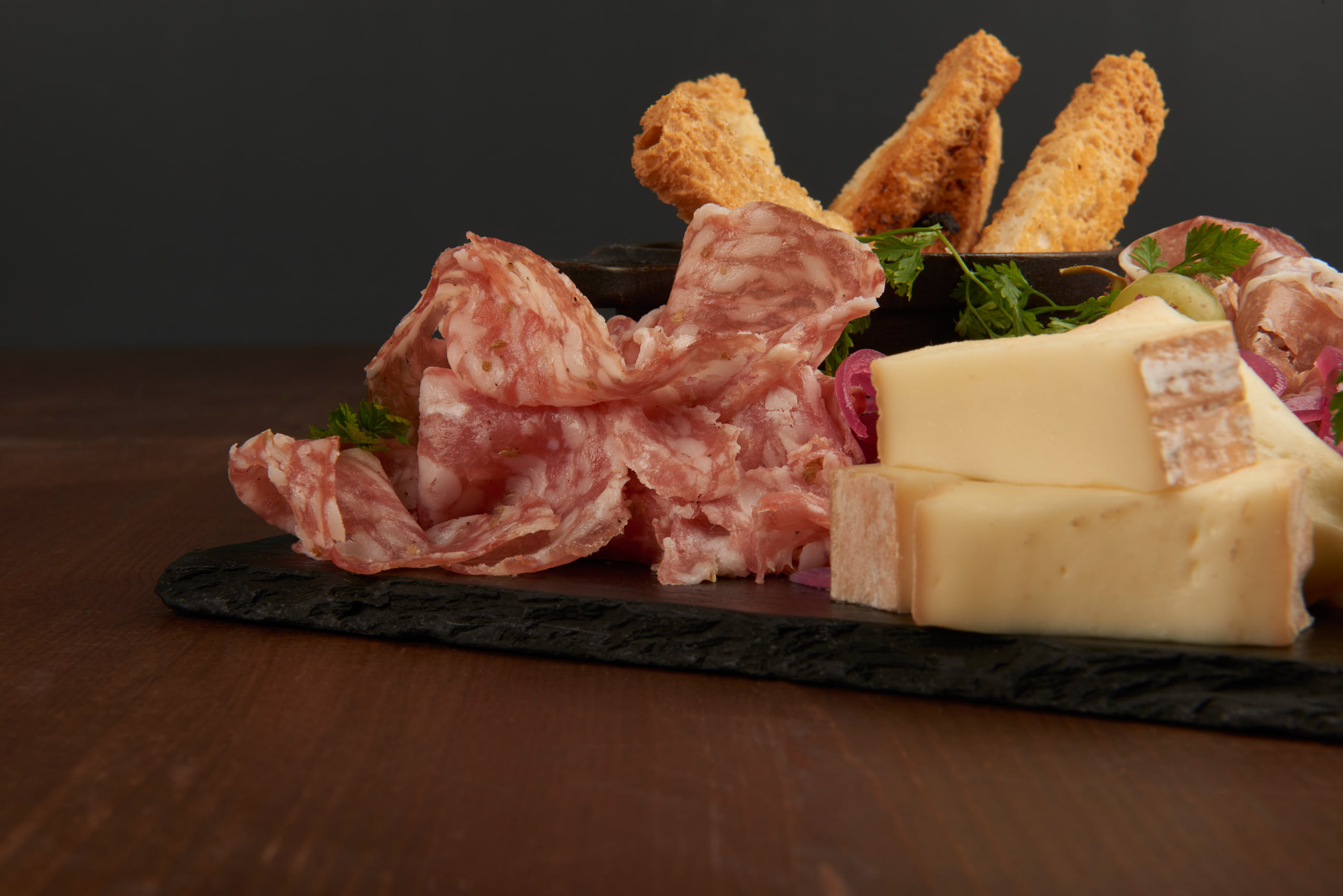 Cheese & salami snacks photo by Marcel Tiedje